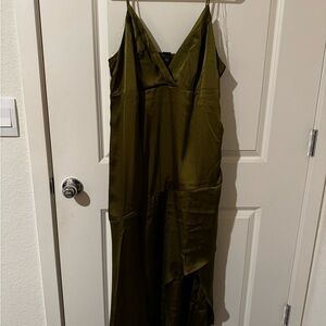 Satin Olive Green Maxi Dress